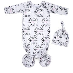 Little Sister Baby Gown and Hat Set